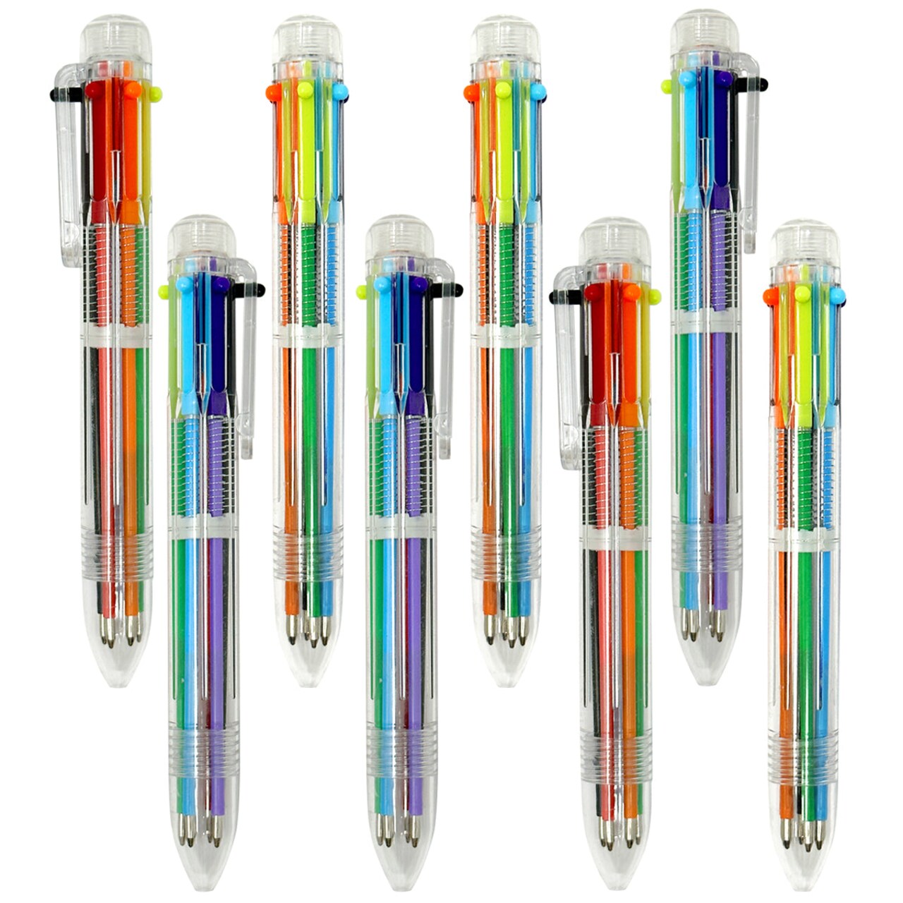Wrapables Multi-Color 6-in-1 Retractable Ballpoint Pens for Home, Office, Stationery (Set of 8)